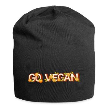 Go Vegan Agrumes Orange Fruits Lettres - Bonnet en jersey - noir - Devant