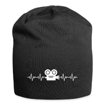 Video Video Camera Videographer ECG Heartbeat - Jersey Beanie - black - Front