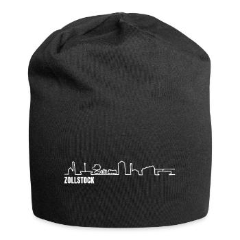 Zollstock_skyline_weiss_einfach - Jersey Beanie - black - Front