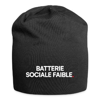 Batterie sociale faible. Humour introverti drôle - Bonnet en jersey - noir - Devant