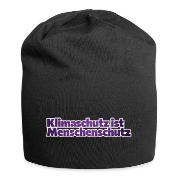 Klimaschutz ist Menschenschutz - Jersey-Beanie - Schwarz - Vorne