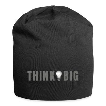 Think big - Glühbirne Motiv & Schriftzug - Jersey-Beanie - Schwarz - Vorne