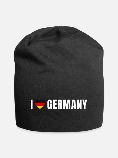 Germany Herz – Deutschland Flaggenherz - Jersey-Beanie - Schwarz