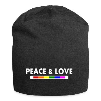 Peace and love - Jersey Beanie - charcoal grey - Front