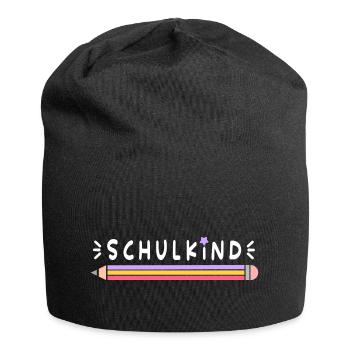 Einschulung, Schulkind, Stift, weiße Schrift - Jersey-Beanie - Schwarz - Vorne