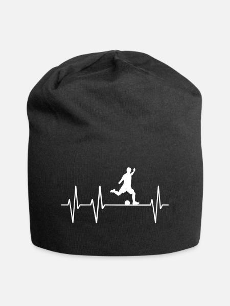 Fußball Herzschlag Herz Puls Herzklopfen Herzlinie - Jersey-Beanie - Schwarz