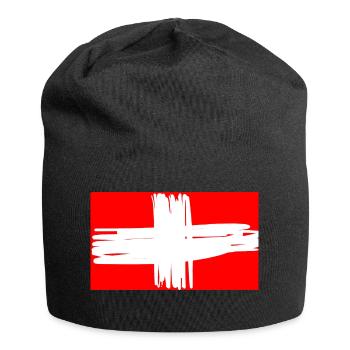Schweizer Fahne - Jersey-Beanie - Schwarz - Vorne