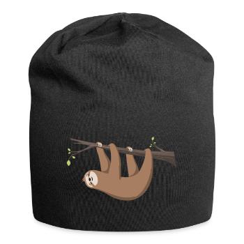 Faultier Sloth hängt am Ast - Jersey-Beanie - Schwarz - Vorne