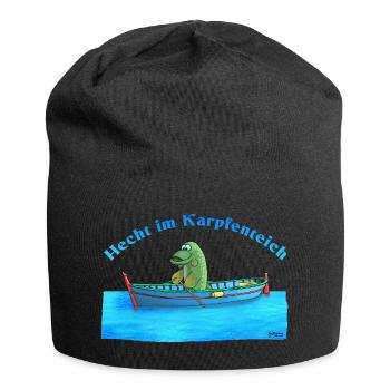 Brochet dans l’étang à carpes - Bonnet en jersey - noir - Devant