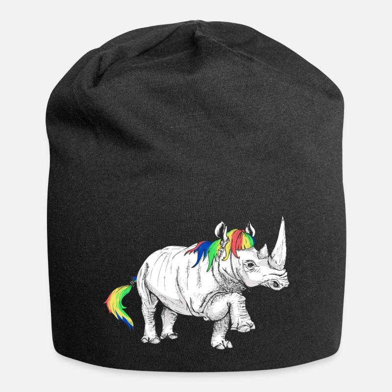 Nashorn Einhorn - Jersey-Beanie - Schwarz