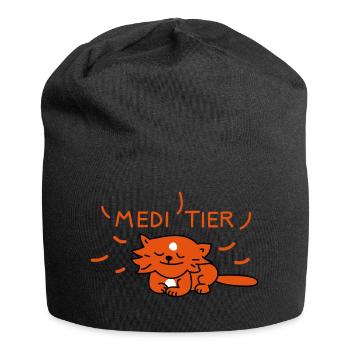 Chat méditant - Bonnet en jersey - noir - Devant