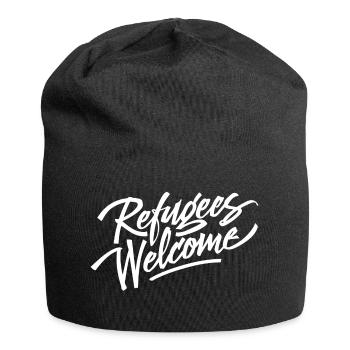 T-shirt d'accueil des réfugiés - Bonnet en jersey - noir - Devant