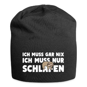 ICH MUSS NUR SCHLAFEN Faultier Motto - Jersey-Beanie - Schwarz - Vorne