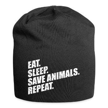 VEGAN EAT SLEEP SAVE ANIMALS REPEAT - Jersey Beanie - black - Front