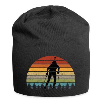 Biathlet Figur Biathlon Geschenk Wintersport - Jersey-Beanie - Schwarz - Vorne