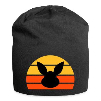 Hasenkopf vor Halbsonne - Jersey-Beanie - Schwarz - Vorne