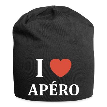 i love apéro - Bonnet en jersey - noir - Devant