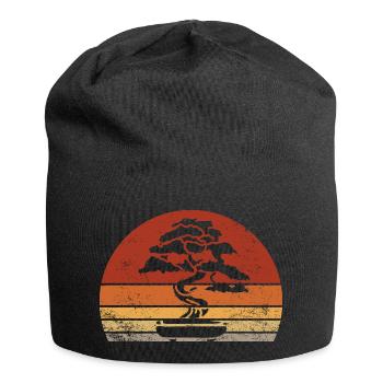 Bonsaï Silhouette Vintage Rétro Sunset - Bonnet en jersey - noir - Devant