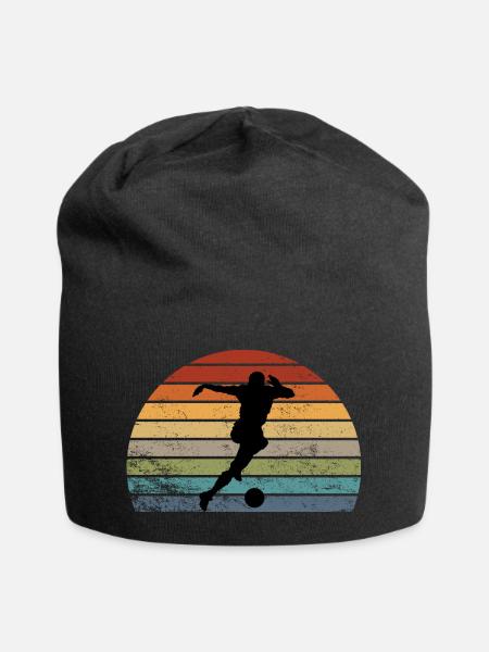 Fußballer Retro Sonnenuntergang - Jersey-Beanie - Schwarz