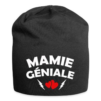 mamie géniale / humour grand-mère / humour mamie - Bonnet en jersey - noir - Devant