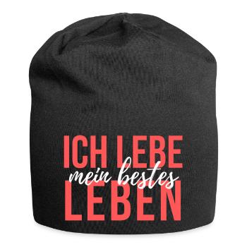 Lebe mein bestes Leben - Jersey-Beanie - Schwarz - Vorne