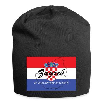 Zagreb - Hauptstadt mit GPS & Flagge - Jersey-Beanie - Schwarz - Vorne