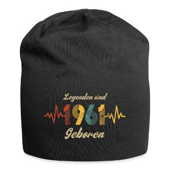 Geburtstag 1961 Herzschlag Retro Vintage Spruch - Jersey-Beanie - Schwarz - Vorne