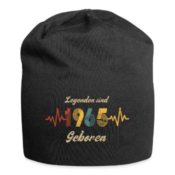 Geburtstag 1965 Retro Vintage Herzschlag Spruch - Jersey-Beanie - Schwarz - Vorne