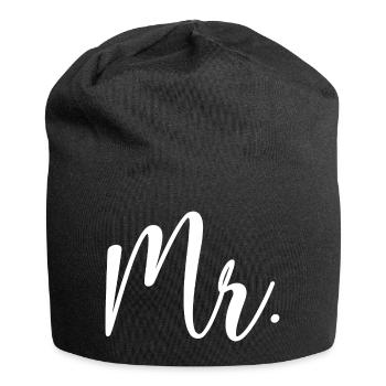 Mr. Matching Couple Engagement Wedding Honeymoon - Jersey Beanie - black - Front