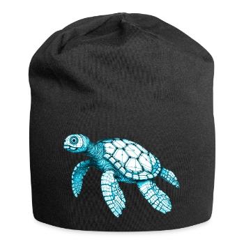 Beautiful sea turtle in blue - Jersey Beanie - black - Front