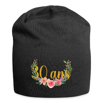 fleurs anniversaire 30 ans - Bonnet en jersey - noir - Devant