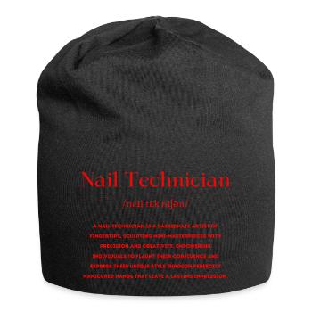 Nageldesigner Definition - Jersey-Beanie - Schwarz - Vorne
