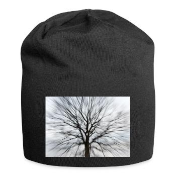 Silhouette eines kahlen Baumes mit runder Baumkrone - Jersey-Beanie - Schwarz - Vorne