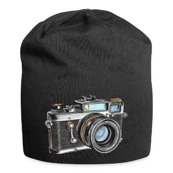 Dessin rétro de caméra - Bonnet en jersey - noir - Devant
