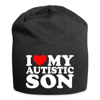 I Love My Autistic Son I Red Heart My Son - Jersey-Beanie - Schwarz - Vorne