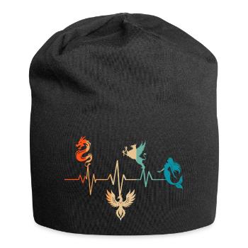 Heartbeat a dragon phoenix griffin mermaid - Jersey Beanie - black - Front