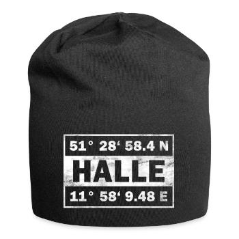 Halle Koordinaten - Jersey-Beanie - Schwarz - Vorne