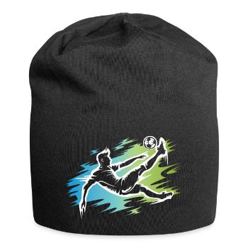 Joueur de football dynamique - Coup de pied de bicyclette de football - Bonnet en jersey - noir - Devant