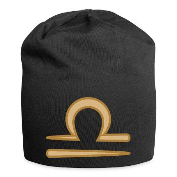 Libra Zodiac Symbol Two Tone Golden - Jersey Beanie - black - Front