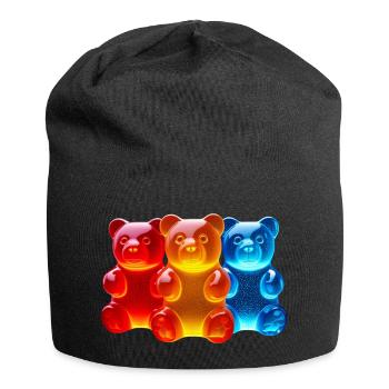Leuchtende Dreifarbige Bären - Jersey-Beanie - Schwarz - Vorne