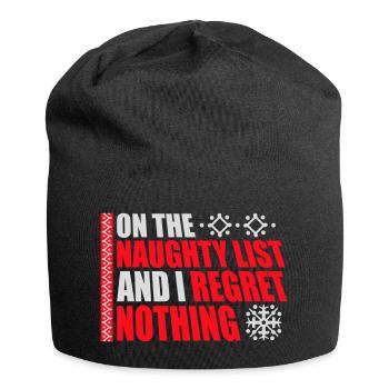 On the naughty list and regret nothing XMas Spruch - Jersey Beanie - black - Front