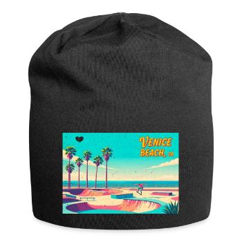 Venice Beach Retro Skater - Jersey-Beanie - Schwarz - Vorne