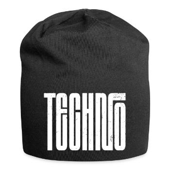 Techno Bold Retro Typography - Jersey Beanie - black - Front
