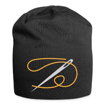 Goldener Faden Nadel Ornament - Jersey-Beanie - Schwarz - Vorne