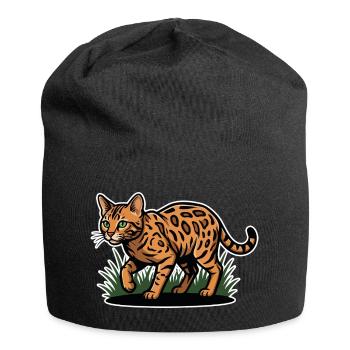 Chat Bengal Tacheté Maraude Forêt Vintage - Bonnet en jersey - noir - Devant