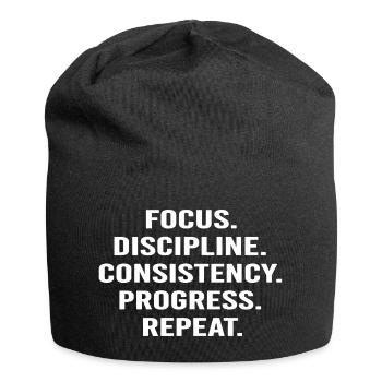 Concentration, discipline, progression, répétition. - Bonnet en jersey - noir - Devant