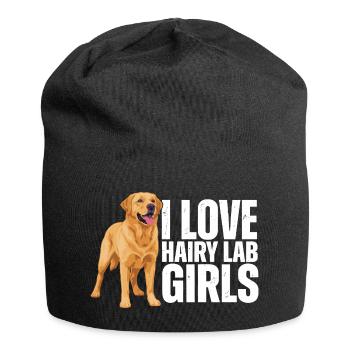 I Love Hairy Lab Girls Labrador Retriever - Jersey Beanie - black - Front