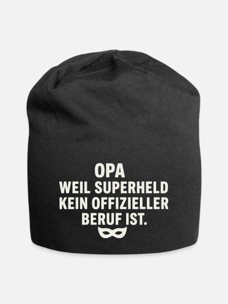 Opa: Weil Superheld kein offizieller Beruf ist - Jersey-Beanie - Schwarz