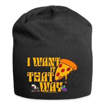 I Want It That Way Pizza Wein - Jersey-Beanie - Schwarz - Vorne