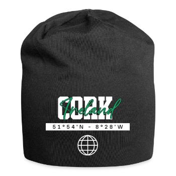 Cork Irland Koordinaten Reise Souvenir - Jersey-Beanie - Schwarz - Vorne